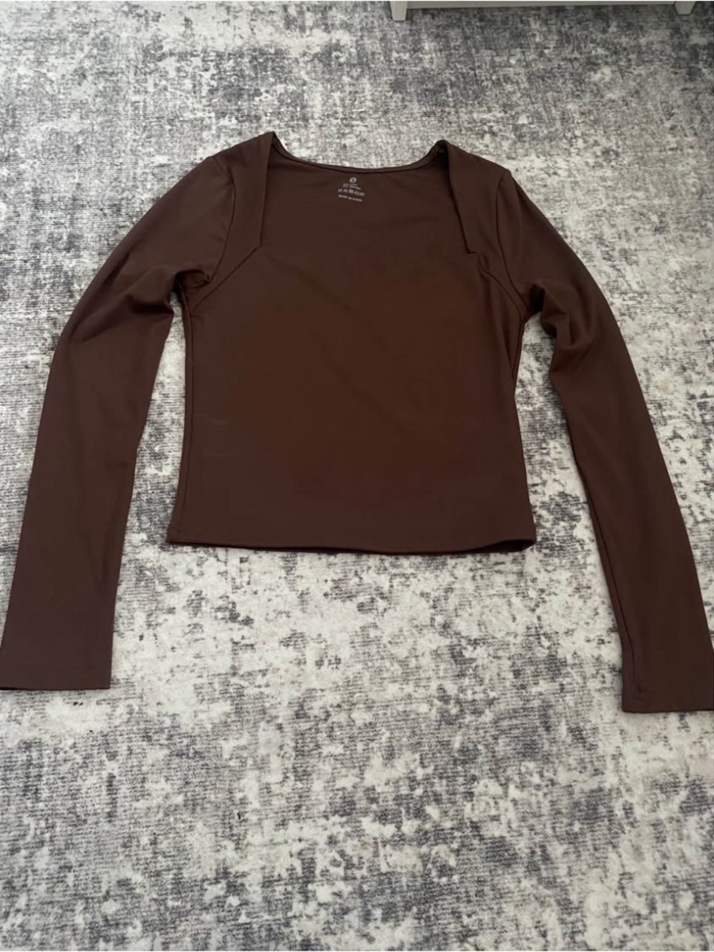 Brown Long-Sleeve Square Neck Women's Top